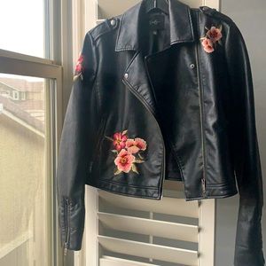 Jessica Simpson Floral Faux Leather Jacket